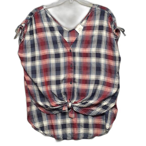 Knox Rose Women's Sleeveless Button Up Blue Red Plaid size M - Picture 1 of 6